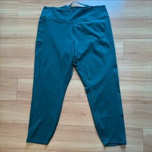 Victoria's Secret Emerald Green leggings crisscross design pockets XXL ankle 26”